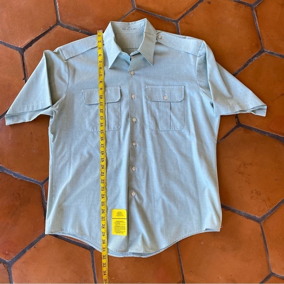 Mens 17 Shirt Light Green DSCP Garrison Collection AG-415 Short Sleeve Button Up - Picture 5 of 6